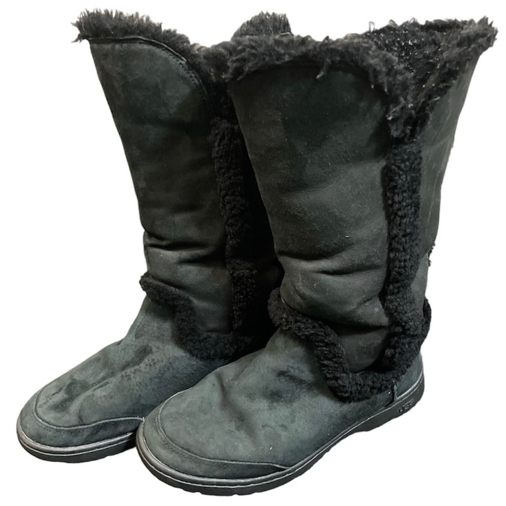UGG Australia 1008030 Katia Classic Tall Suede Sheepskin Boots Shoes Black 8